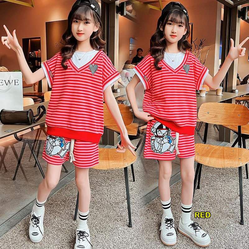 Setelan Anak Perempuan Love Astronout Stripe