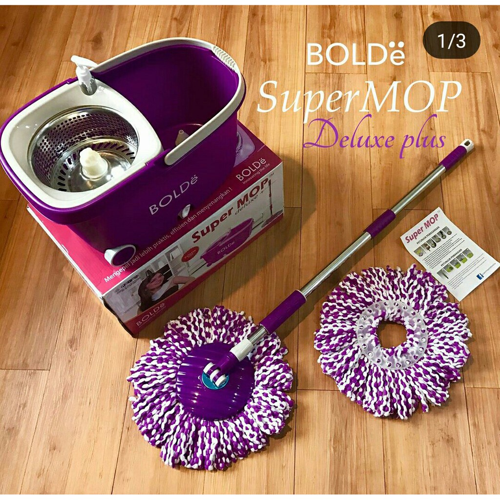 BOLDe ALAT PEL LANTAI SUPER MOP DELUXE ada Roda dan Stainless Putar Magic Mop Wonder Mop Bolde alat pel Super MOP DELUXE + ORIGINAL