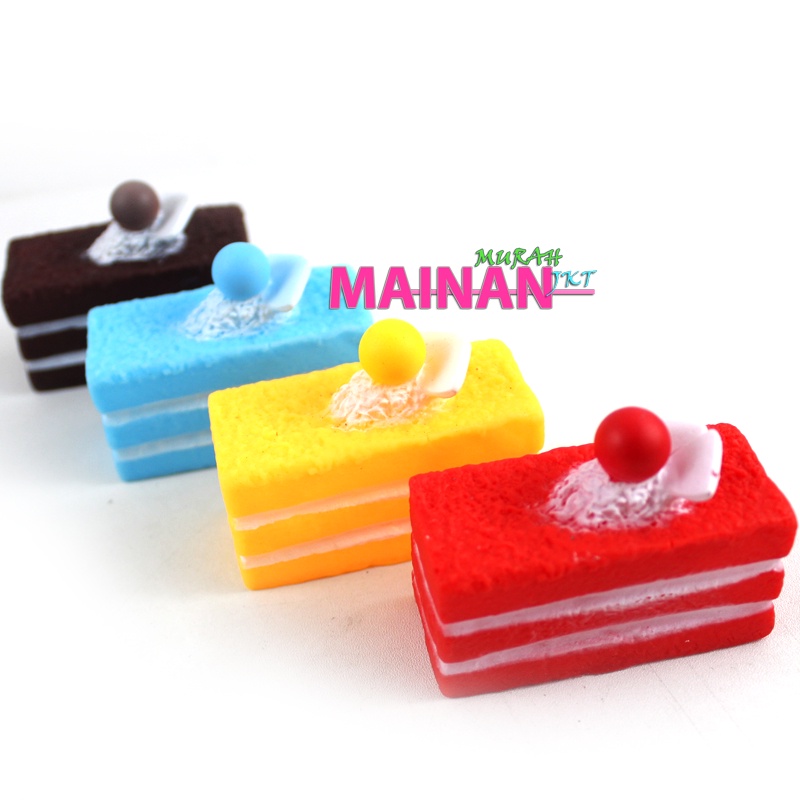 MAINANKEI MAINAN ANAK MURAH SQUISHY CAKE SS1576 KUE POTONG ULANG TAHUN KUE LAPIS MAKANAN KUE BUNYI CIT CIT