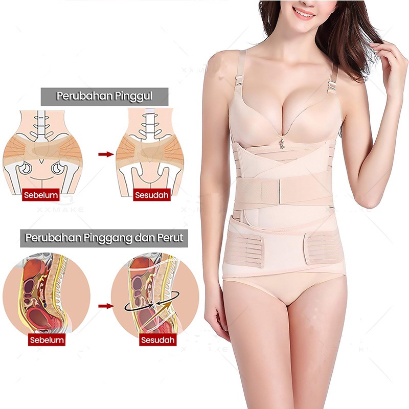 Korset 3 IN 1 Korset Melahirkan Wanita Postnatal Corset Pelangsing Pasca Melahirkan Recovery Breathable