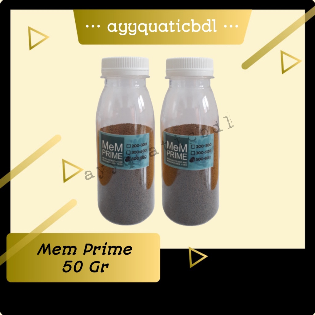 Pelet MeM prime 200-300 2/3 micron 50gr Pakan Burayak Ikan Cupang Guppy