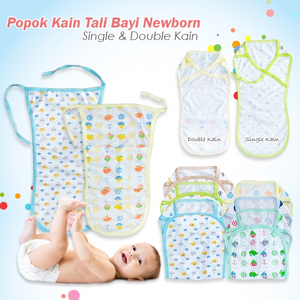 3pc Popok Kain Tali Bayi Newborn Single Double Kain &amp; Full Print