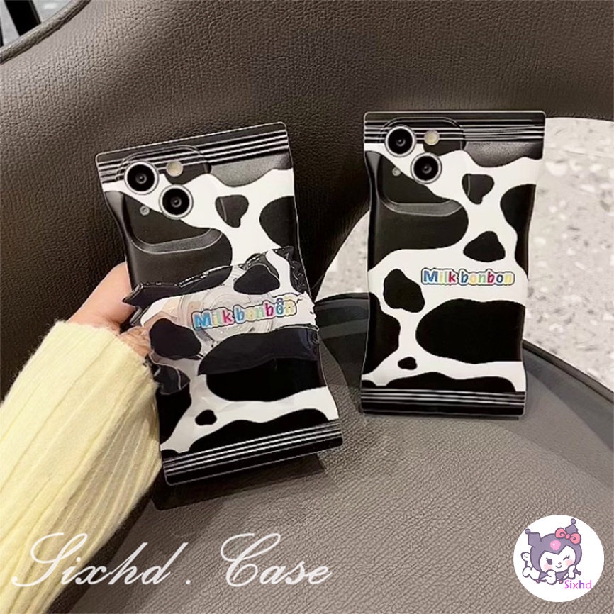 Redmi 12C 10C 10A 10 Redmi Note 12 11 11s 10s 10 9 8Pro Redmi 9T 9C 9A 9 Xiaomi 12 Lite 11Lite 12T 11T 10T Poco M3 X4Pro Snack Bag Case Cute Black White Cow Pattern Phone Case Soft Cover