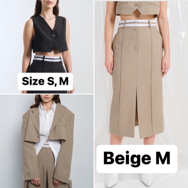 Josephine Anni x Anaz Siantar Camille Pants Gabriel blazer Otis vest milo skirt black hitam grey bei