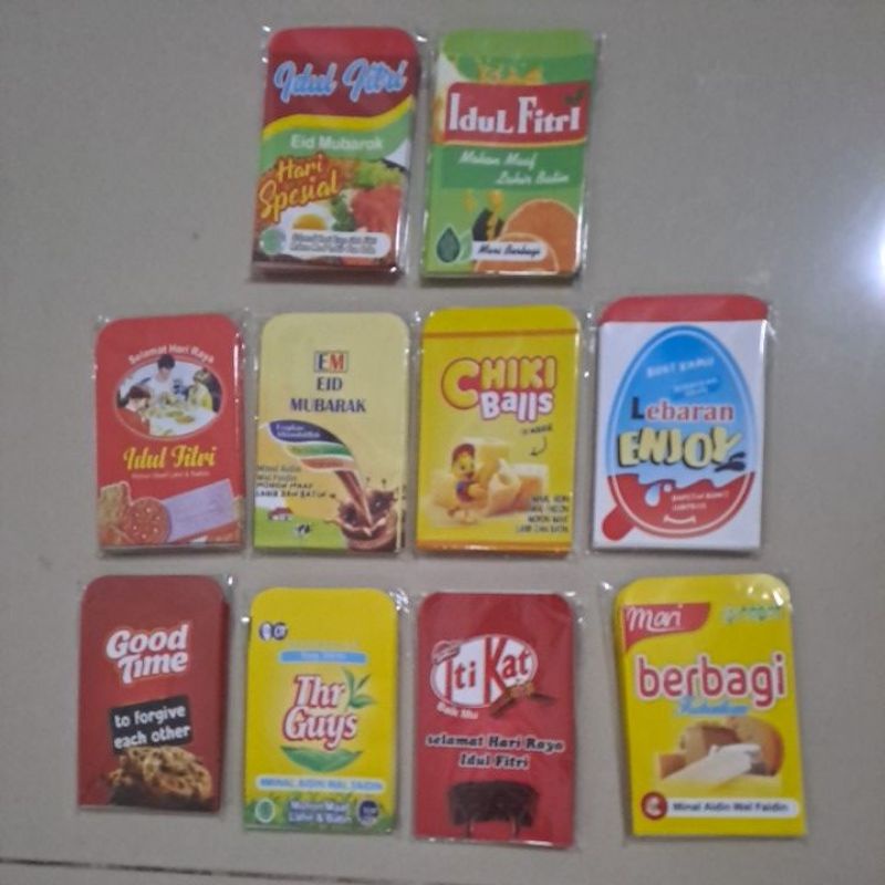 

amplop lebaran merk makanan kecil 1 pak isi 10pcs 5.5x8cm