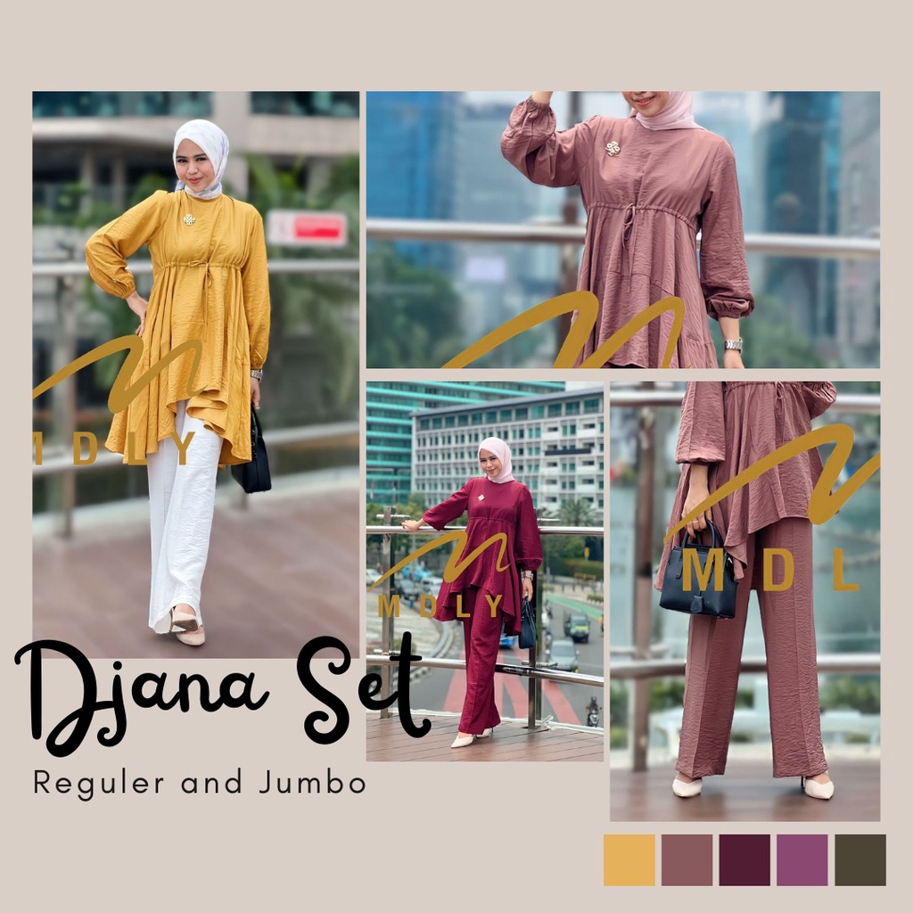 Fashion Muslim Terbaru Baju Setelan Wanita Setcel Muslimah Daily Set One Set Casual Djana Set Mdly G