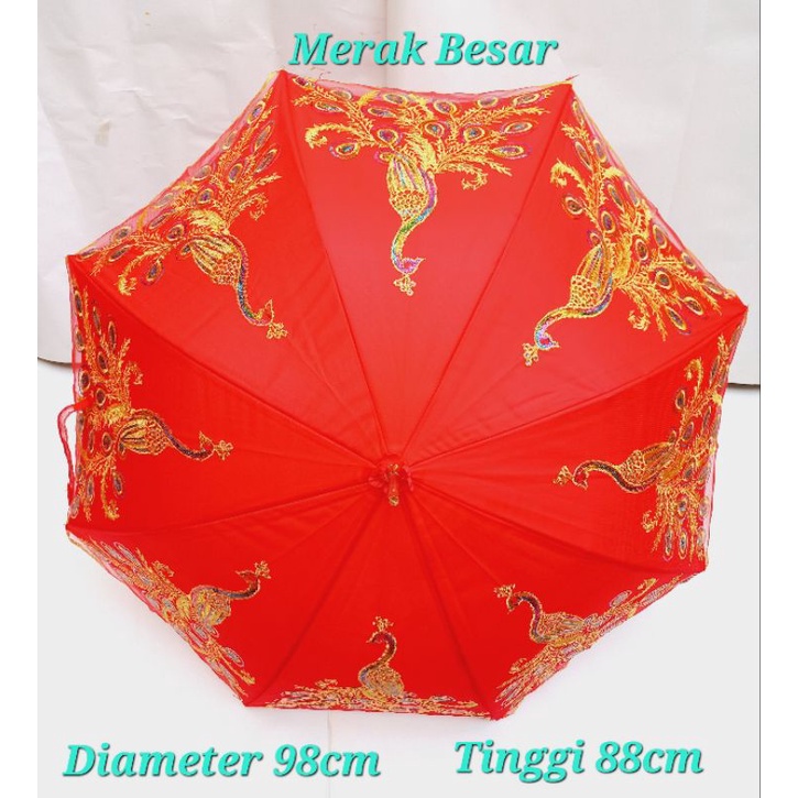 Payung Shuang Xi Premium Payet / Payung Sangjit / Payung Lamaran / Payung Merah