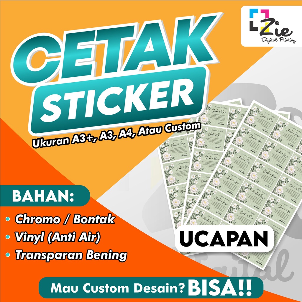 

Print/Cetak Sticker Ucapan A3+, A4 | Bontak, Vinyl, Transparan