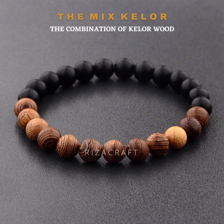 Gelang Kayu Galih Kelor Hitam Coklat serat emas ASLI Original Jawa Kalimantan