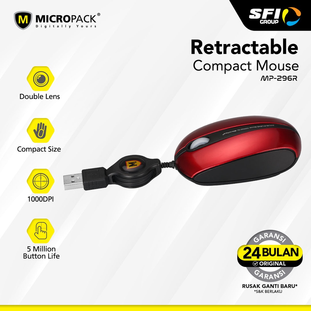 Mouse Mini Micropack Double Lens Retractable MP-296R