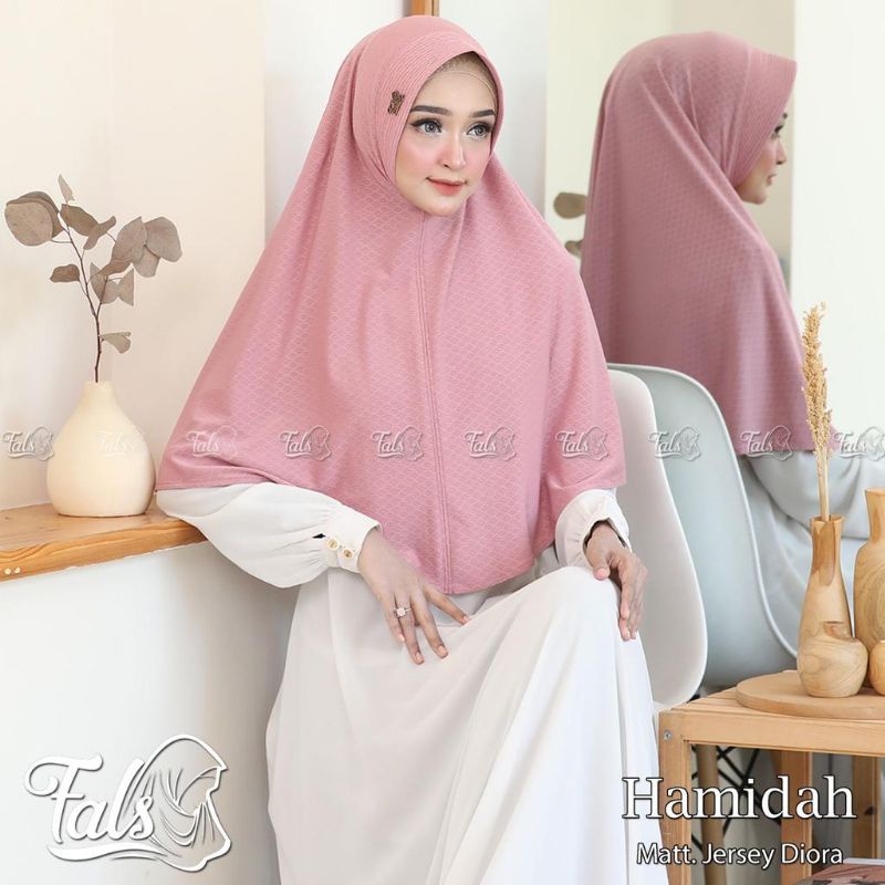 [ Ori Fals ] HAMIDAH••hijab instan Jersey diora••hijab pet motif