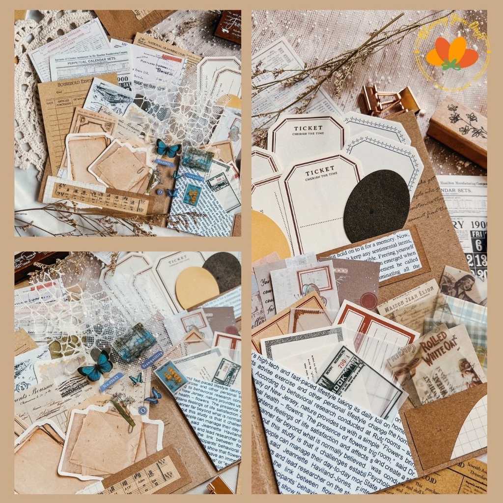 

RK bloomingyourdays 50++ Vintage Journal Kit Scrapbook Deco Retro journaling catatan dekorasi