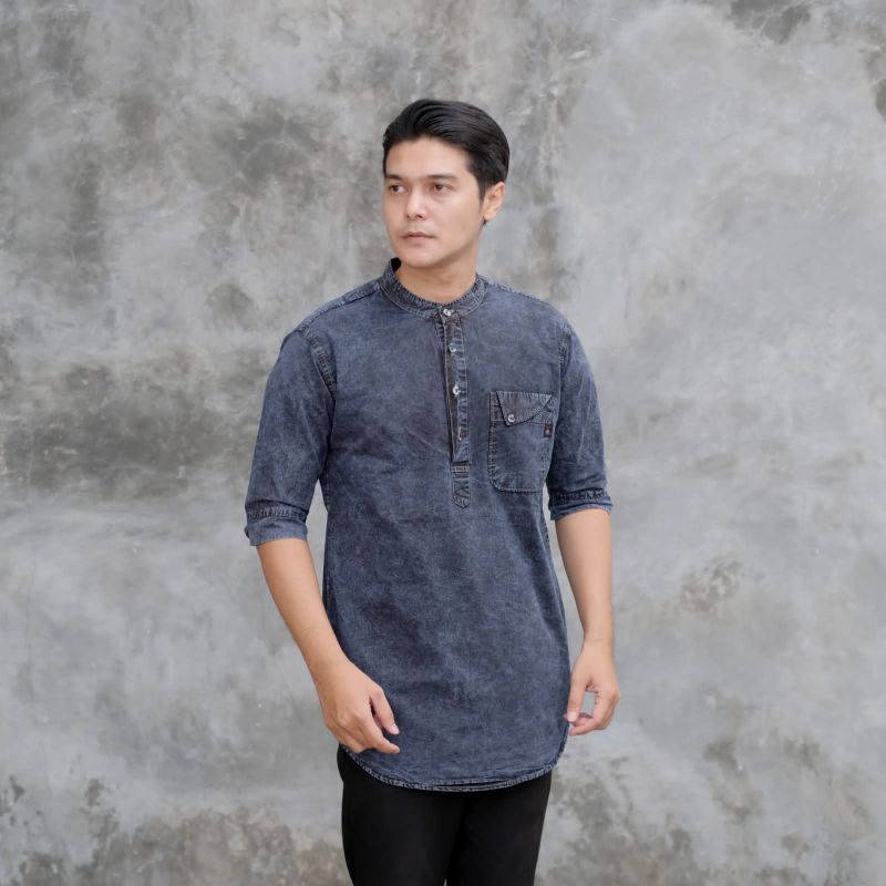 Baju koko kurta lengan 3/4 dewasa terbaru atasan muslim pria original fashion man terlaris kekinian size M L XL XXL koko lengan panjang