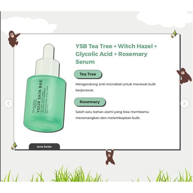 Avoskin YSB Your Skin Bae Serum Tea Tree + Witch Hazel + Glycolic Acid + Rosemary 30ml