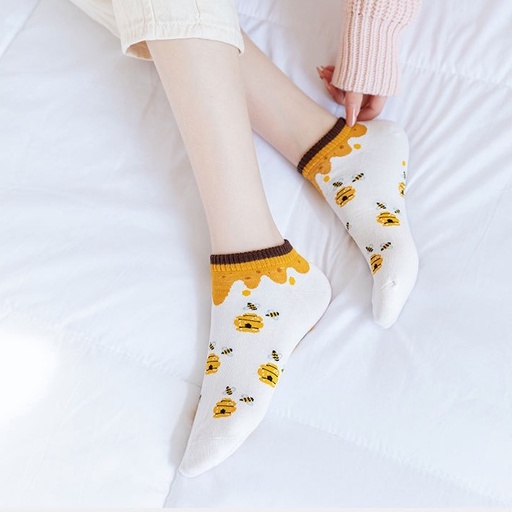 WJ1484 Kaos Kaki Lebah Pendek Semata Kaki / Kaos Kaki Honey Bee Short Ankle Socks