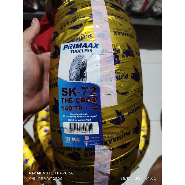 Ban Primax SK72 140/70 Ring 14 Tubles - Ban Belakang Aerox 155cc/Ban Belakang Motor XMAx 250cc