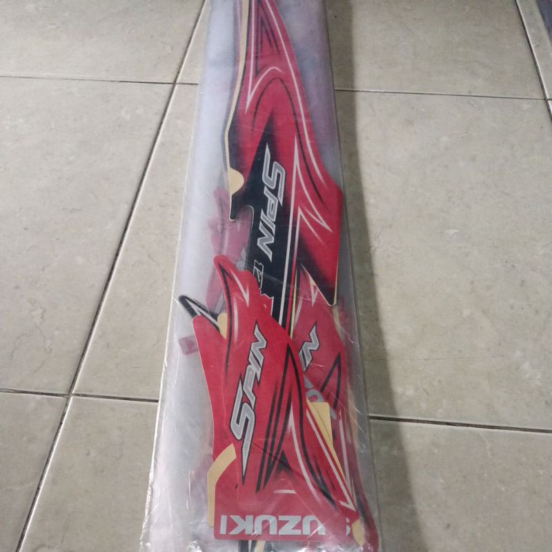 striping sticker les body Honda spin sr hitam merah