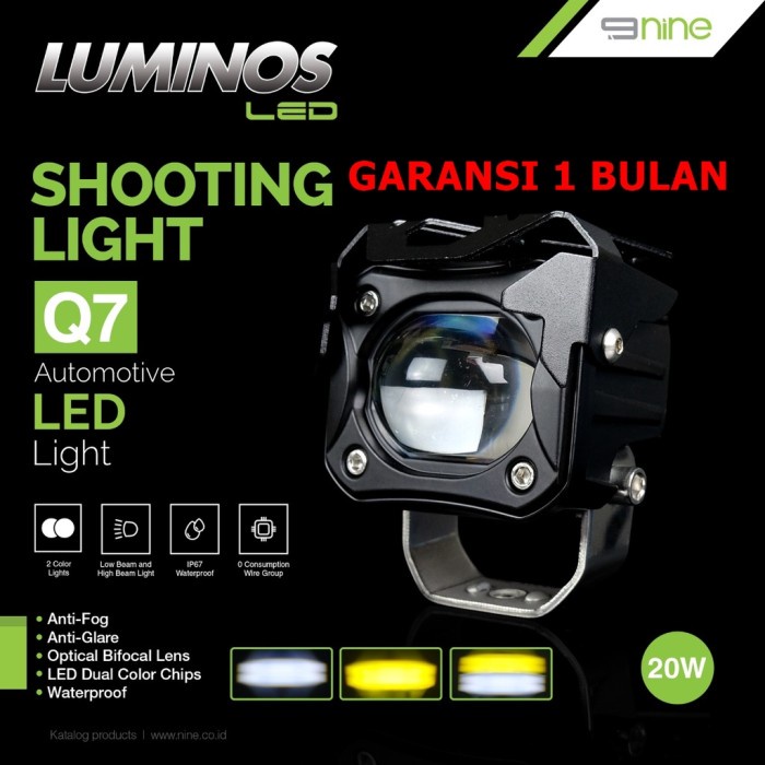 LUMINOS LED SHOOTING LIGHT Q7 LAMPU SOROT 2 WARNA PUTIH KUNING 3 MODE