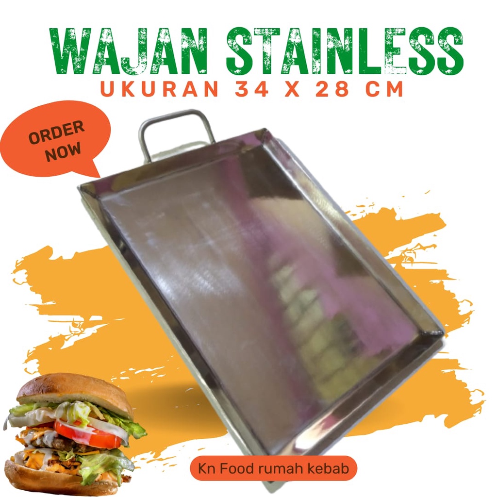 Wajan Stainless - Wajan Penggorengan Kebab,Burger Sosis Bakar