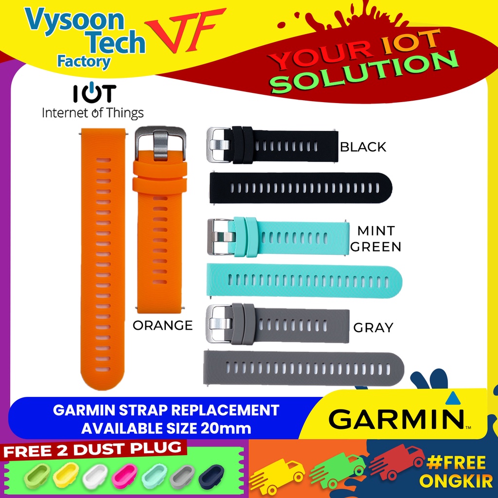 Strap Rubber Tali Karet Jam Garmin Forerunner 245 FR 245 FR245 20mm