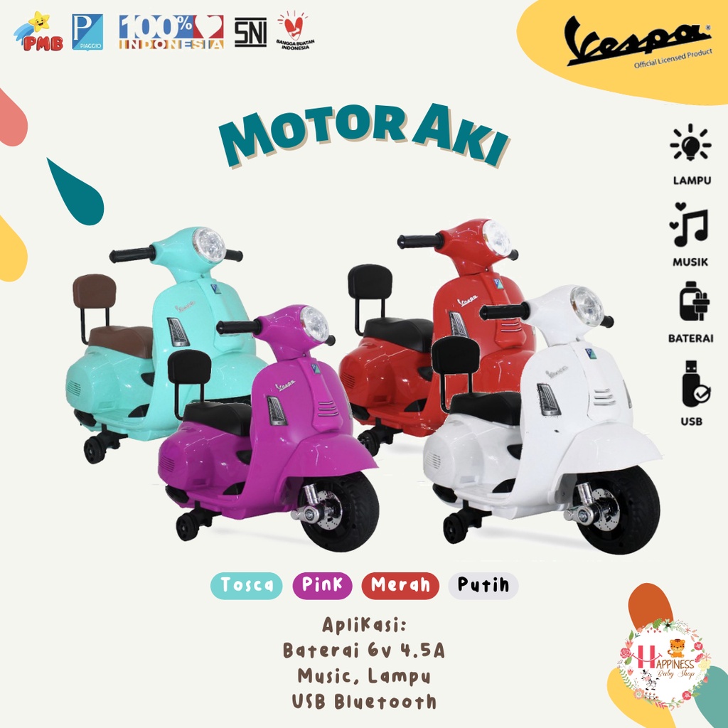 Motor Aki Mainan Anak Cas Listrik PMB  M-399 / M-288 Vespa Mini / Vespa Besar Murah (Bandung)