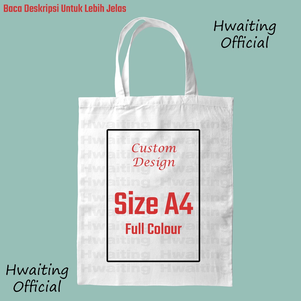 Tote bag Kanvas Custom Free Your Design Tas Serut Resleting