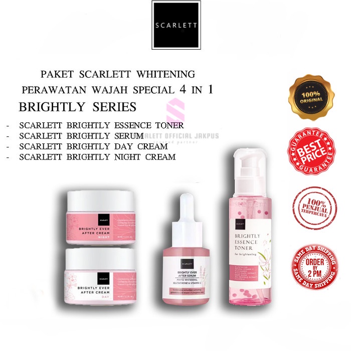 Treat Paket 4 In 1 Perawatan Wajah Acne/Brightly Scarlett Whitening Special