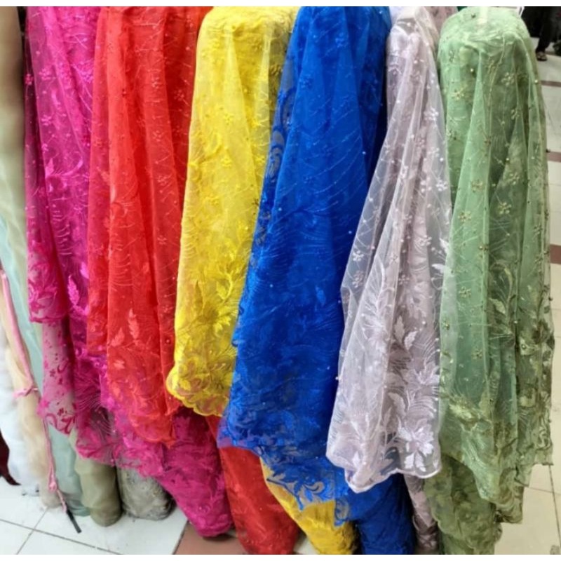 kain/bahan Tile mutiara kembang pinggir