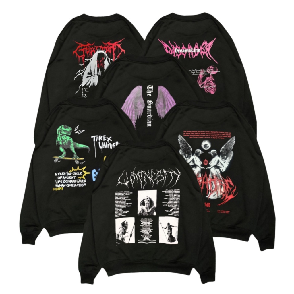 Crewneck Pria Wanita / Sweatshirt Aestethic / Sweater Rajut Black Motif Simpel Pria dan Wanita Premium Quality