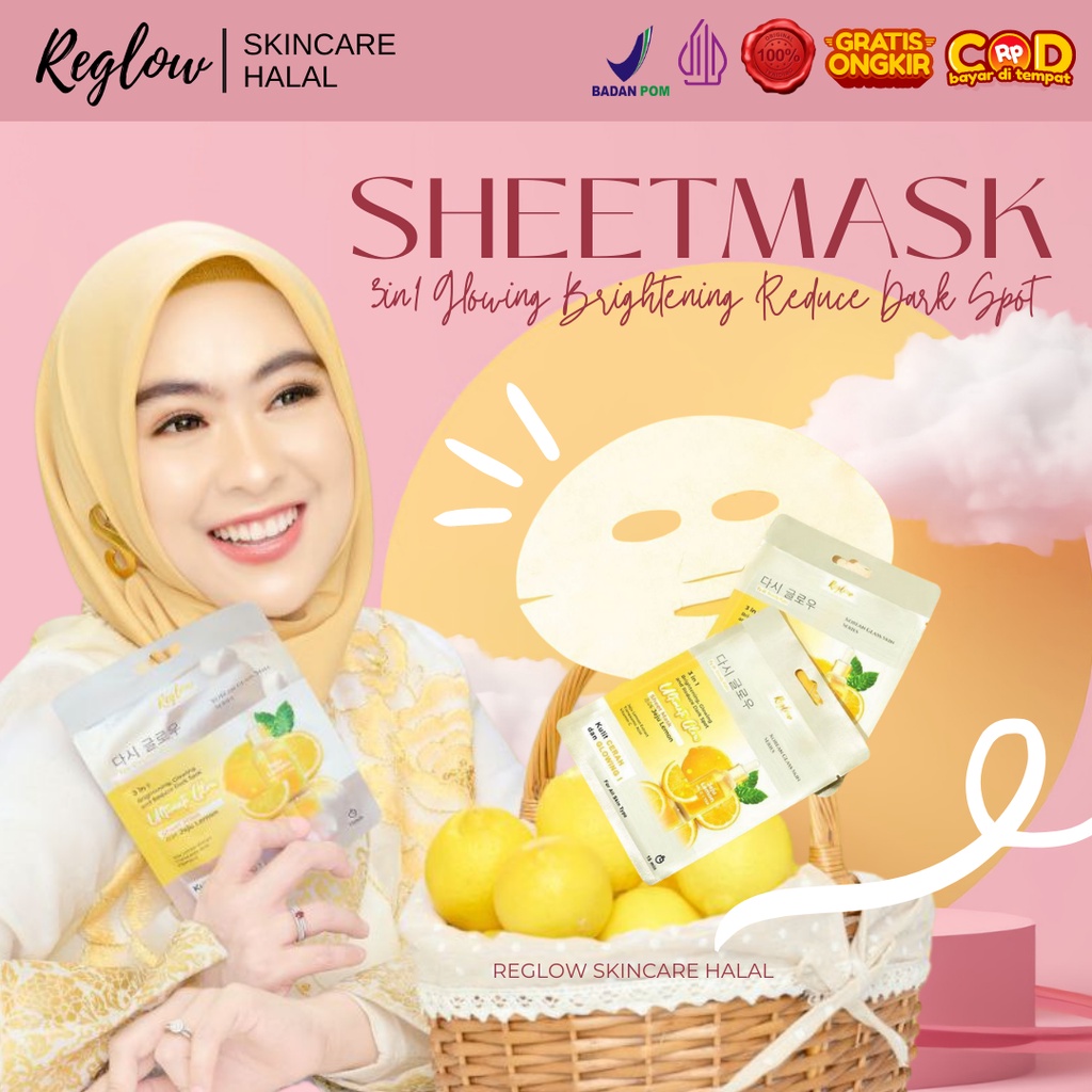 Jual SheetMask Masker Wajah Reglow 3in1 ultimate glow sheet mask with