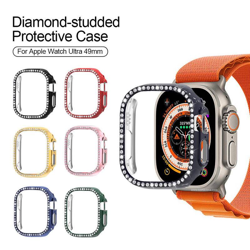 Casing Pelindung Apple Watch Ultra 49mm Shockproof Aksen Berlian Imitasi