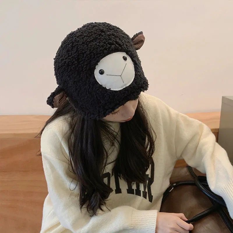 SHEEP MERINO - Topi Telinga Karakter Kambing Bucket Domba Hangat Musim Dingin atau Gugur Bahan Plush Gaya Korea By Chikoisme NR