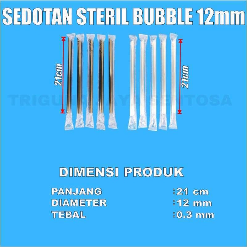 Sedotan Bubble Steril 12mm Boba Straw Panjang Runcing 21cm Higienis Buble 1221 Murah