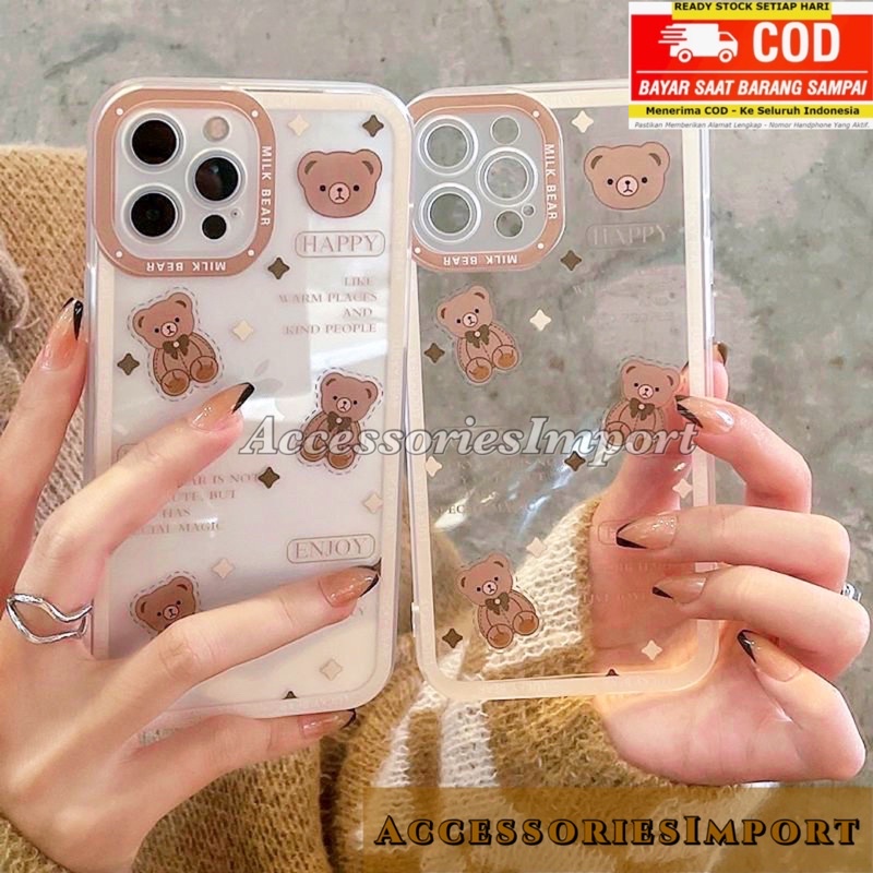 CASE IPHONE 14/ 14PRO/ 14PRO MAX/ IPHONE 13/ 13PRO/ 13PRO MAX/ SOFTCASE PROTECTOR CAMERA/ CASING MOTIF BEAR/ BERUANG/ DORAEMON/ MICKEY/ LOVE PINK