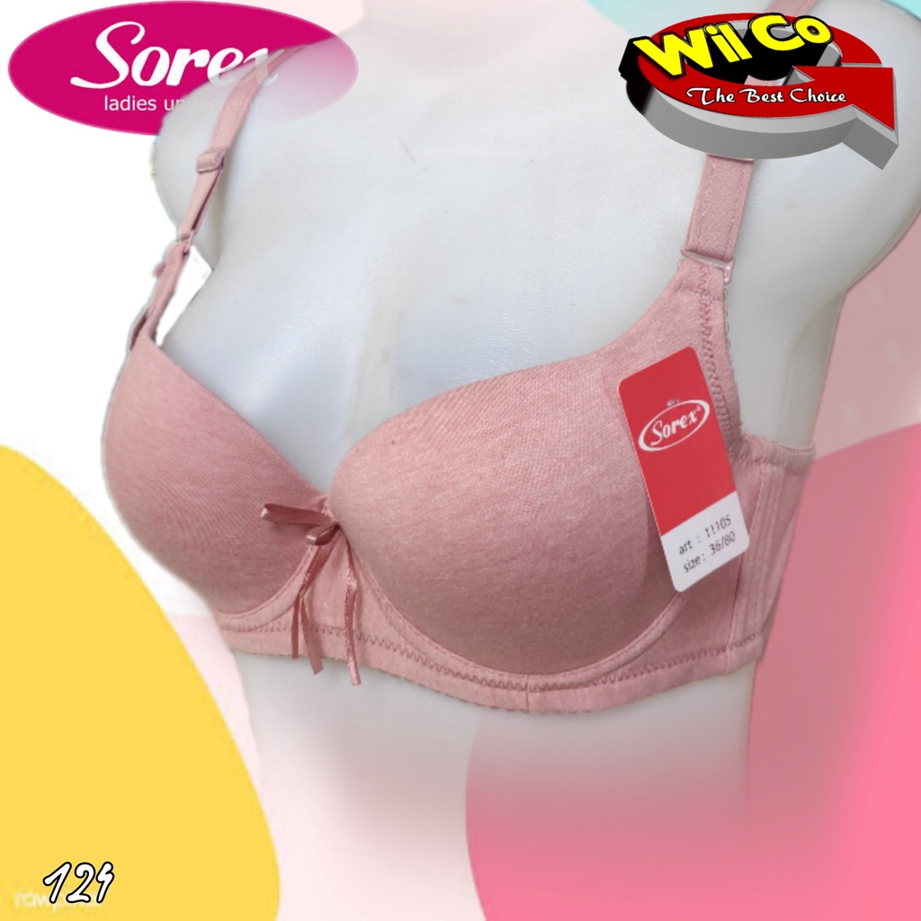 K124 - BRA/BH WANITA SOREX MELANGE BUSA TIPIS ADA KAWAT TIGA PENGAIT CUB B SIZE 34 - 40