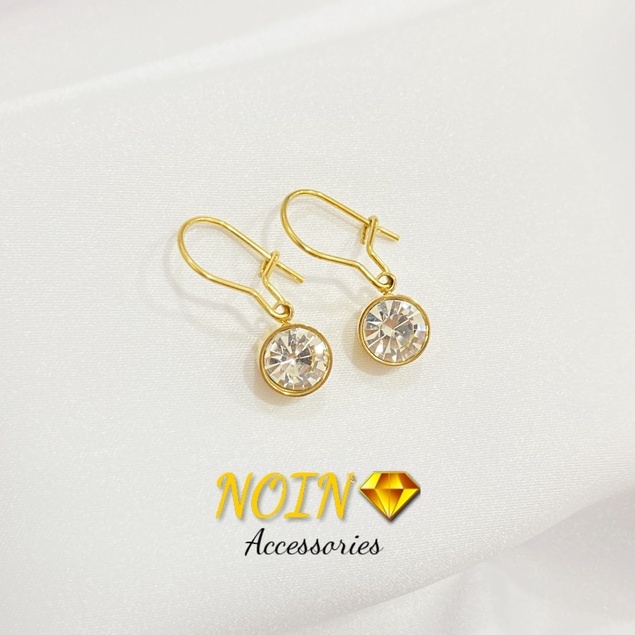 Anting Korea Wanita Titanium Anti Karat Polos Permata Earing Aksesoris Fashion Murah