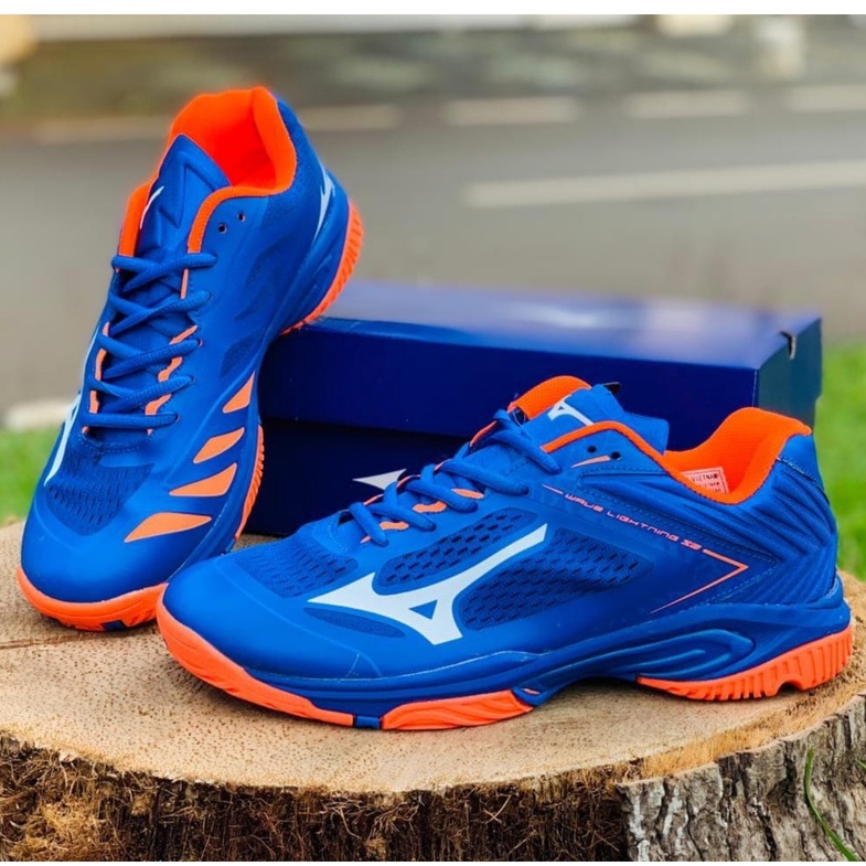 (BAYAR DITEMPAT) DS SEPATU VOLI MIZUNO WLZ 5 LOW BLUE PREMIUM VIETNAM IMPORT OLAHRAGA VOLLY COWOK VO