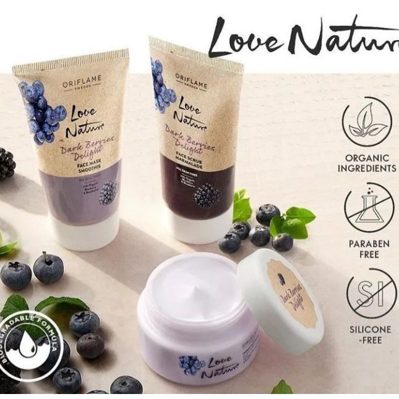 Love Nature Dark Berries Delight Yoghurt Face Cream/Face Mask Smoothie/Face Scrub Marmalade