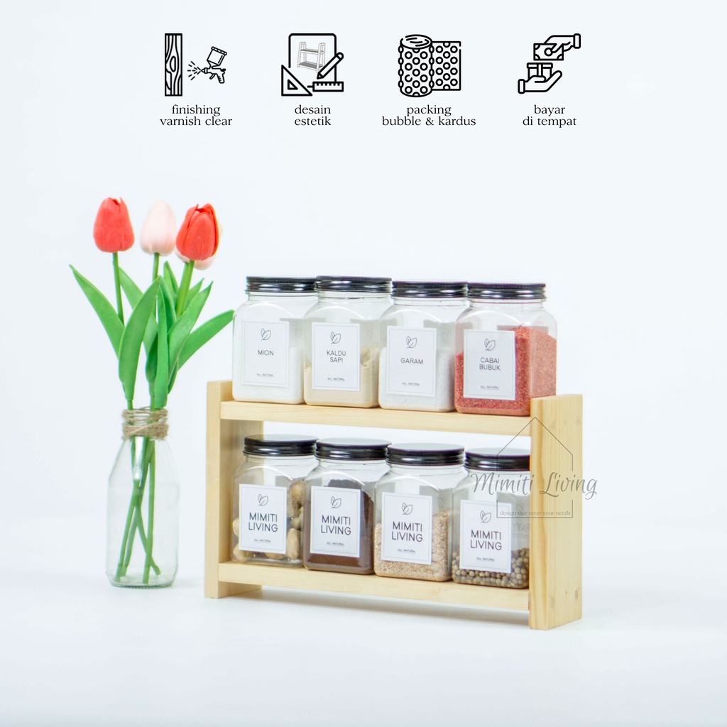 rak toples kayu estetik / rak toples minimalis / rak pajangan
