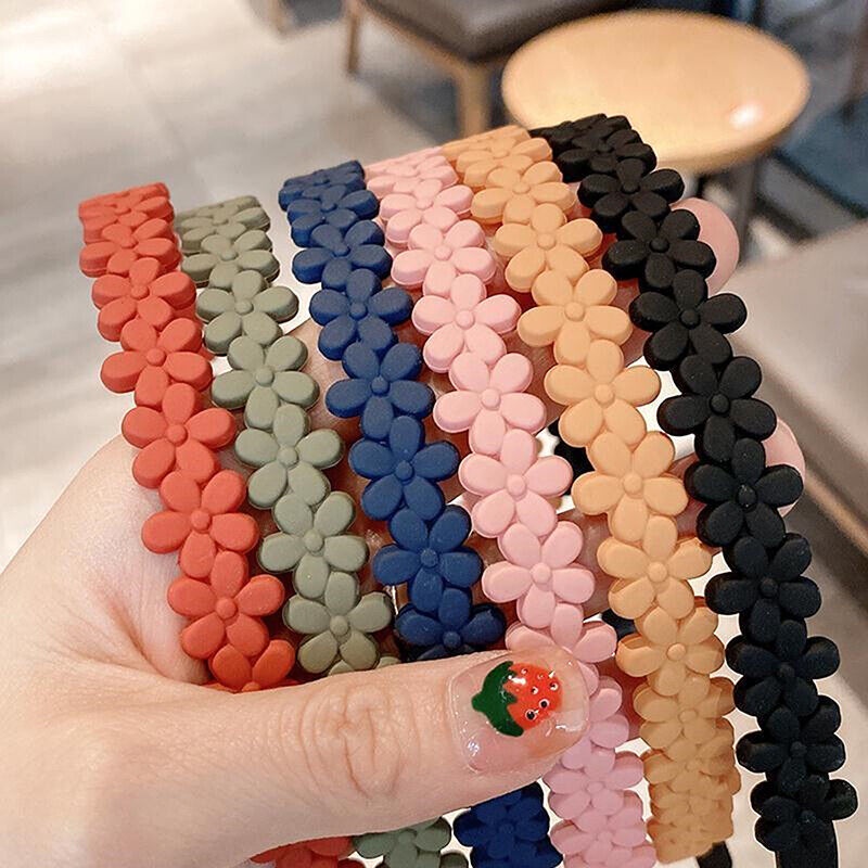 BANDO RAMBUT MOTIF BUNGA Loli Fashion Wanita Warna Matte Doff Korea - MIKHAMART