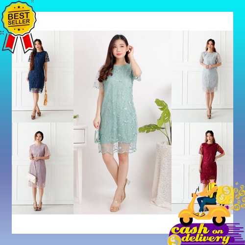 Dress Korean Style Wanita Terbaru Dress Korea Casual Dress Midi Dress Remaja Dewasa Baju Pesta Natal Wanita Korea Kekinian Bhn Tulle 2021 (Real Pict) Party Dress Pesta Kondangan Lala Tile