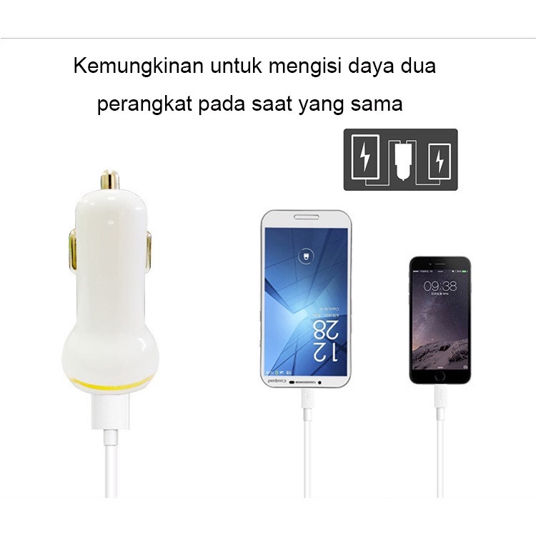 CANEL &amp; CO 5V 3.1A Car Charger Colokan Mobil steker mobil pengisi daya mobil cepat - 2 Port USB