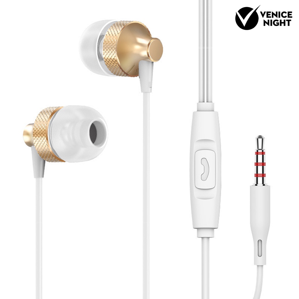 (VNEP) (Berkabel) Universal 3.5mm Metal Heavy Bass In-ear Earphone dengan Mic untuk PC/Ponsel