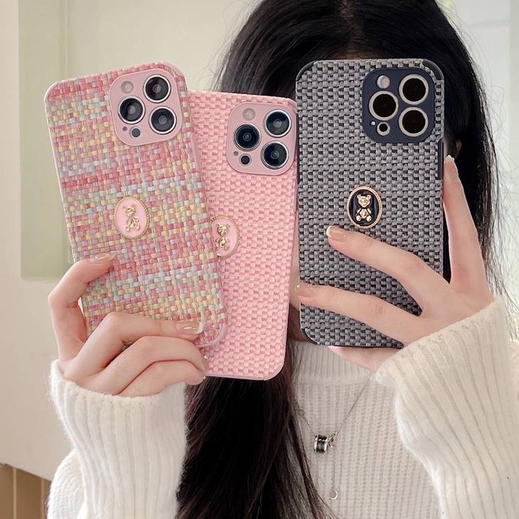 Soft Case Motif Beruang Bahan Kain Metal Untuk OPPO A36 A76 A96 A3S A7 A5S A12 A11K A31 A53 A33 A35 A15S A5 A9 F9 Pro Reno 5 6 7Z 8