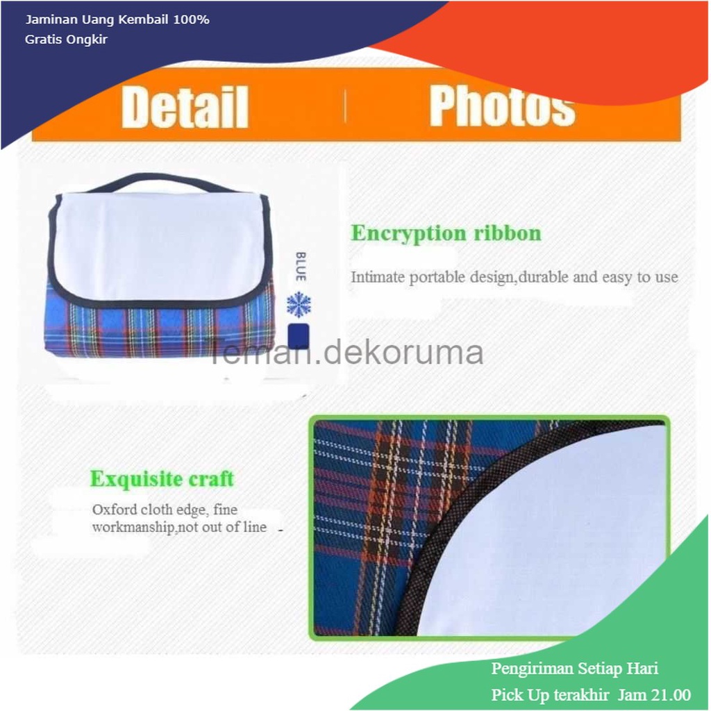 TD - PR VILEAD Matras Camping Lipat Oxford Waterproof Picnic Blanket 1.5x2 m - V15