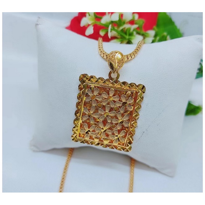 Kalung Titanium Lapis Emas 24k set Liontin Model Kalung D07/08