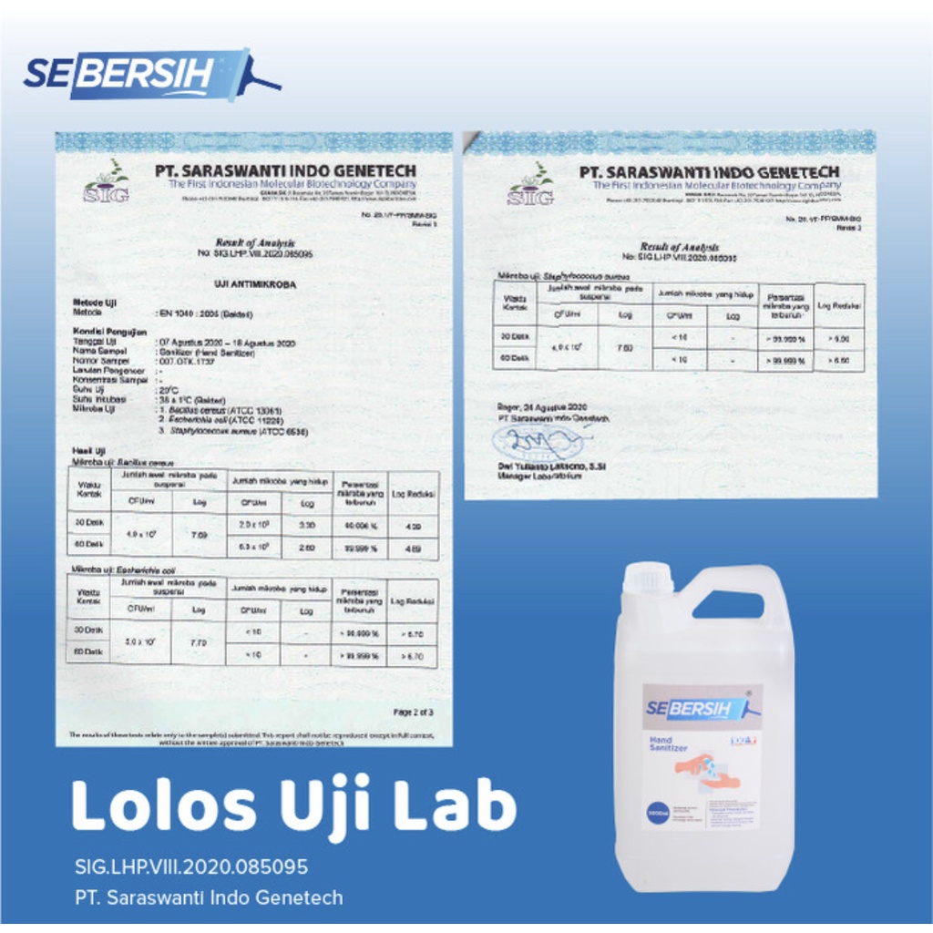 SEBERSIH Hand Sanitizer Izin Kemenkes RI