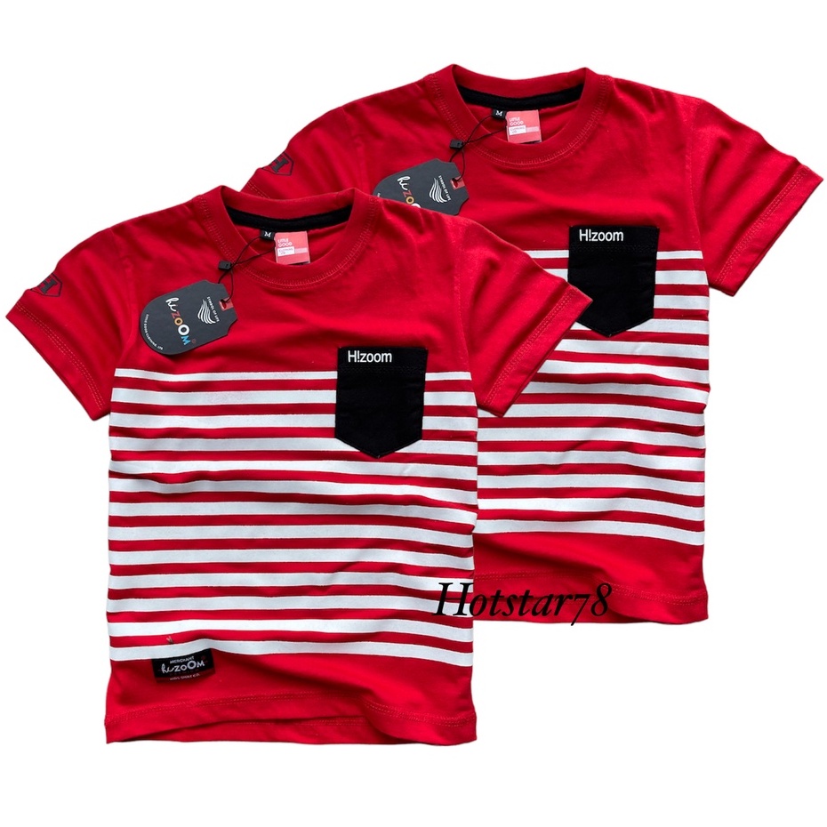 Hizoom Baju Kaos Oblong  Anak Laki - Laki  Warna Merah  Usia 1-12 Tahun Bahan Katun