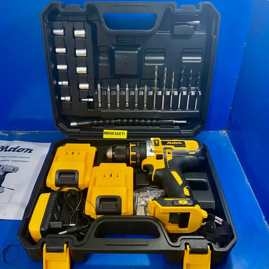 Mesin Bor Baterai Bor Beton Tembok Besi Cordless Impact Drill 18v Mdon