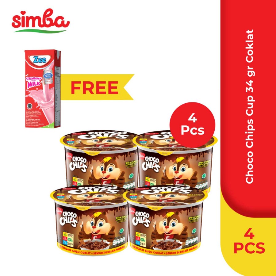 

Choco Chips Cereal SIMBA - 4 Cup Susu Cokelat 34gr Lebih Hemat